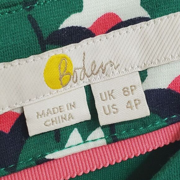 Boden Leonie Jersey dress Womens Size 4P Petite forest green Floral Fit & Flare - Picture 5 of 11